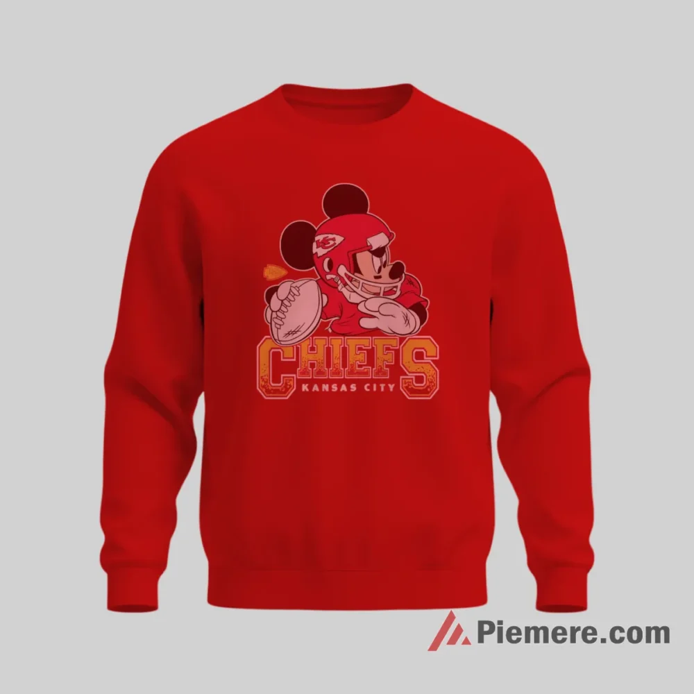 Mickey Mouse Kansas City Chiefs Red Block Letter Shirt on graphic shirt for men graphic tee