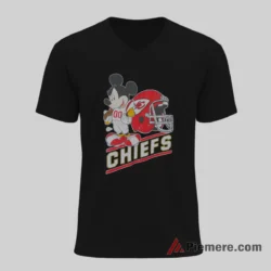Mickey Mouse Kansas City Chiefs Vintage Helmet Pride Shirt on black v-neck shirt for men graphic tee