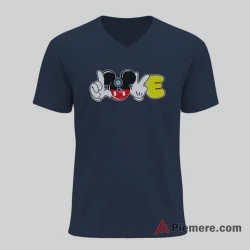 Mickey Mouse Love Gesture Seattle Mariners Fan Shirt on navy v-neck shirt for men graphic tee