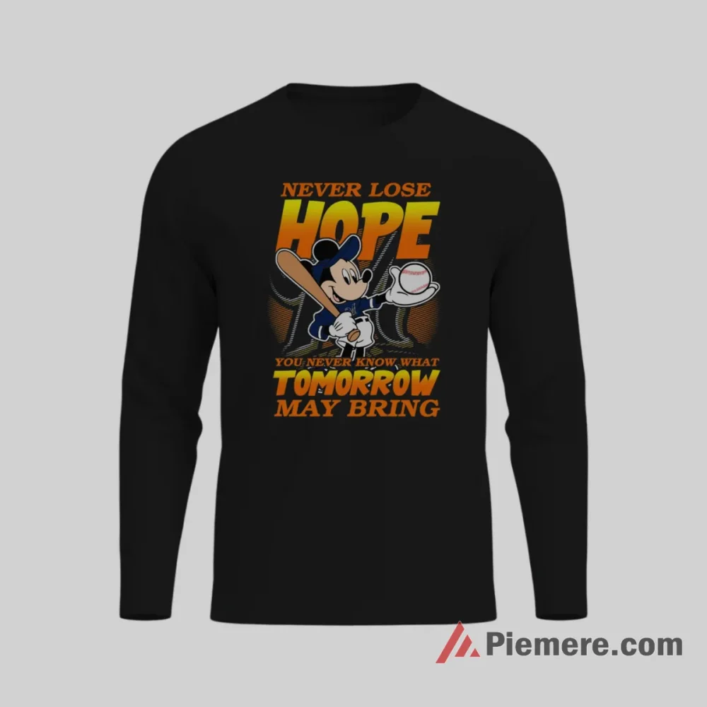 Mickey Mouse Milwaukee Brewers Never Lose Hope Baseball Shirt on black long sleeve shirt for men graphic tee