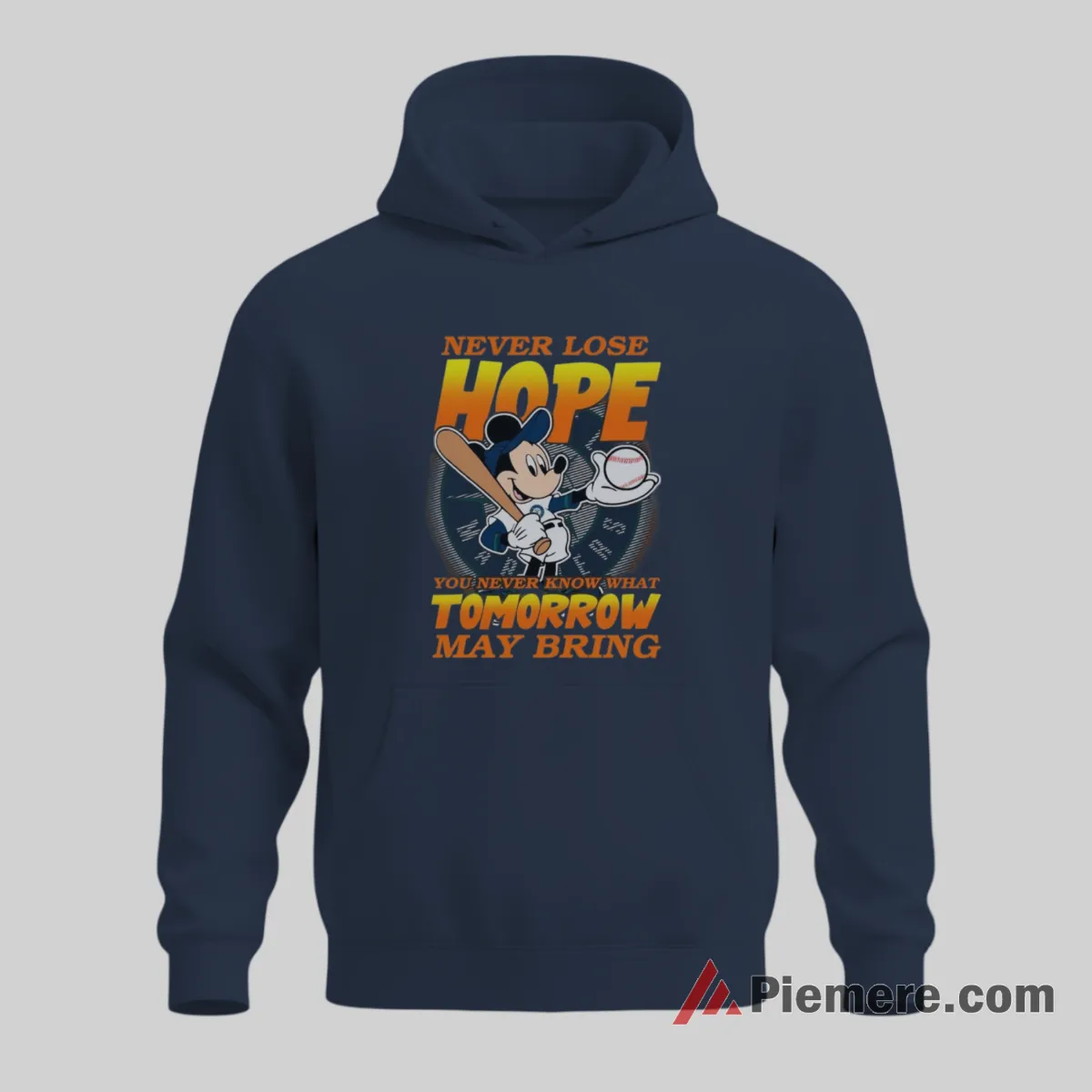 Mickey Mouse Never Lose Hope Seattle Mariners Baseball Shirt on navy hoodie for men graphic tee