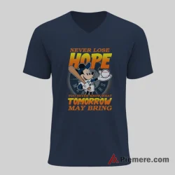 Mickey Mouse Never Lose Hope Seattle Mariners Baseball Shirt on navy v-neck shirt for men graphic tee