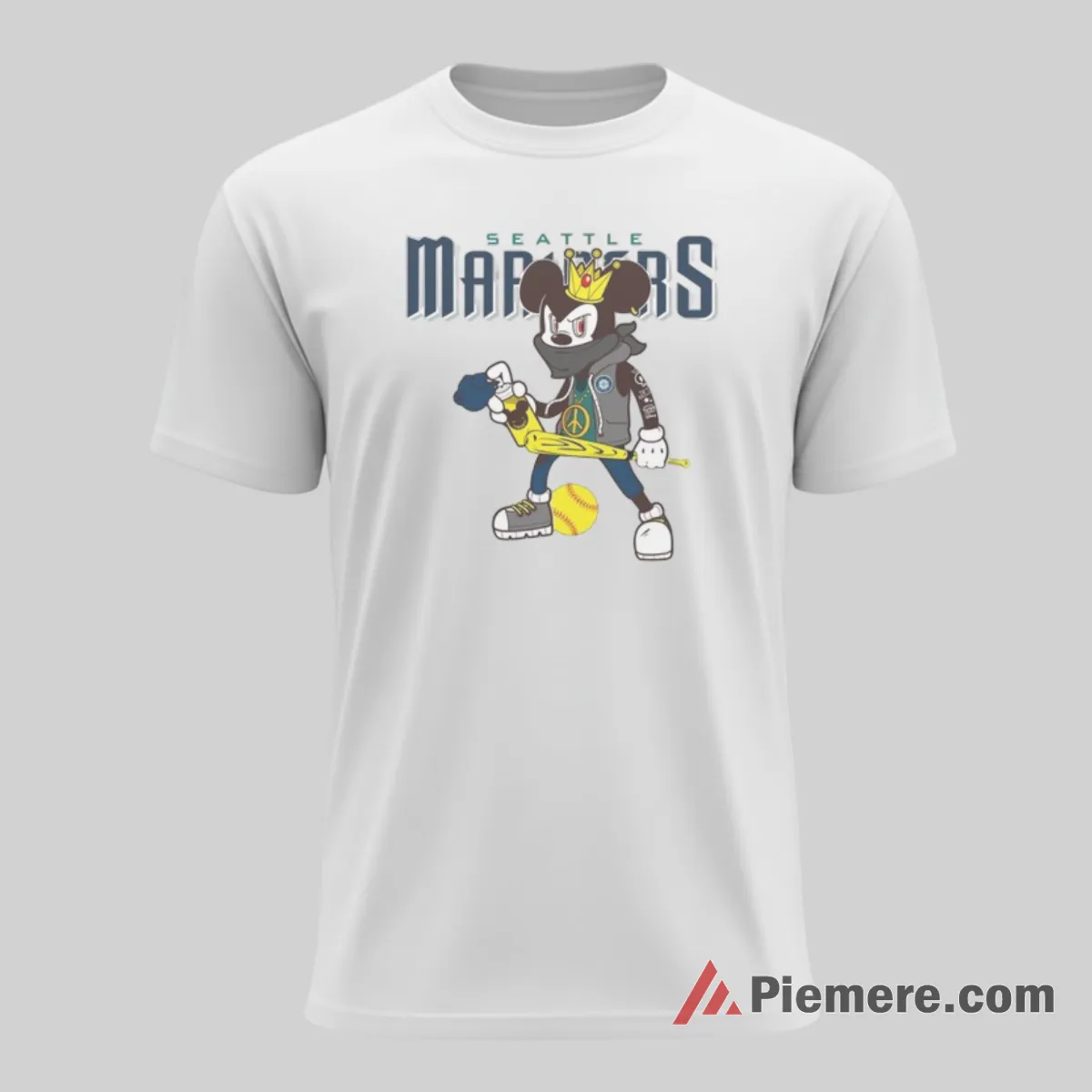 Mickey Mouse Peace Sign Seattle Mariners Sports Shirt on white short sleeve shirt for men graphic tee