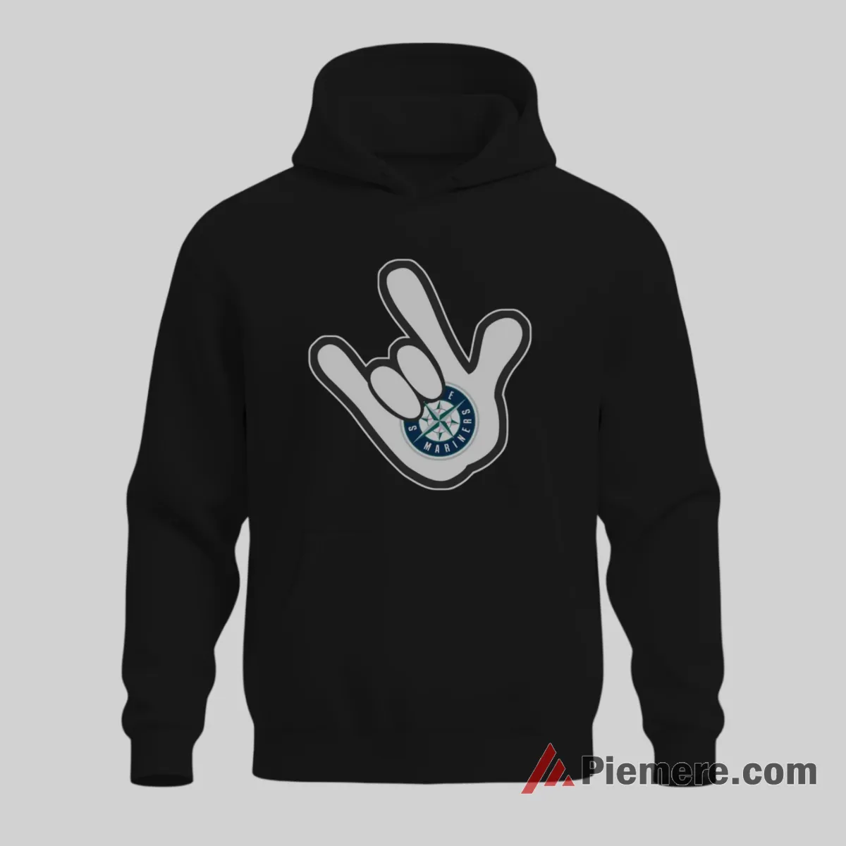 Mickey Mouse Rock Hand Seattle Mariners Fan Shirt on black hoodie for men graphic tee