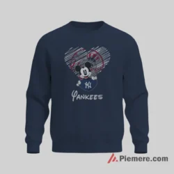 Mickey Yankees Love Scribble Heart Graphic Shirt on graphic shirt for men graphic tee