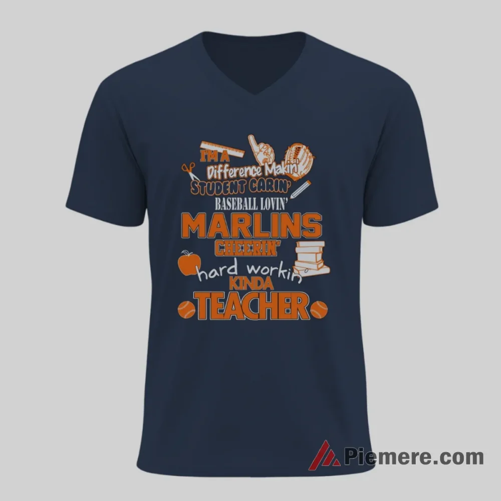 Milwaukee Brewers Baseball Loving Teacher Pride Shirt on navy v-neck shirt for men graphic tee