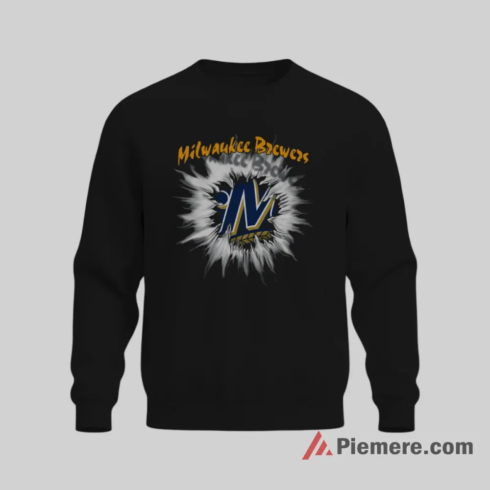 Milwaukee Brewers Burst Logo Power Fan Shirt on graphic shirt for men graphic tee