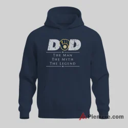 Milwaukee Brewers Dad The Man The Myth The Legend Shirt on navy hoodie for men graphic tee