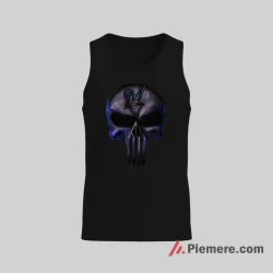 Milwaukee Brewers Dark Punisher Style Skull Fan Shirt on black tank top for men graphic tee