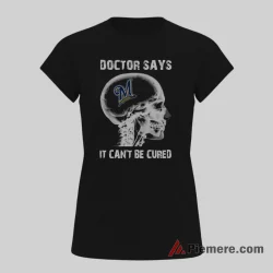 Milwaukee Brewers Fan Addiction Skull X Ray Shirt on black short sleeve shirt for women graphic tee