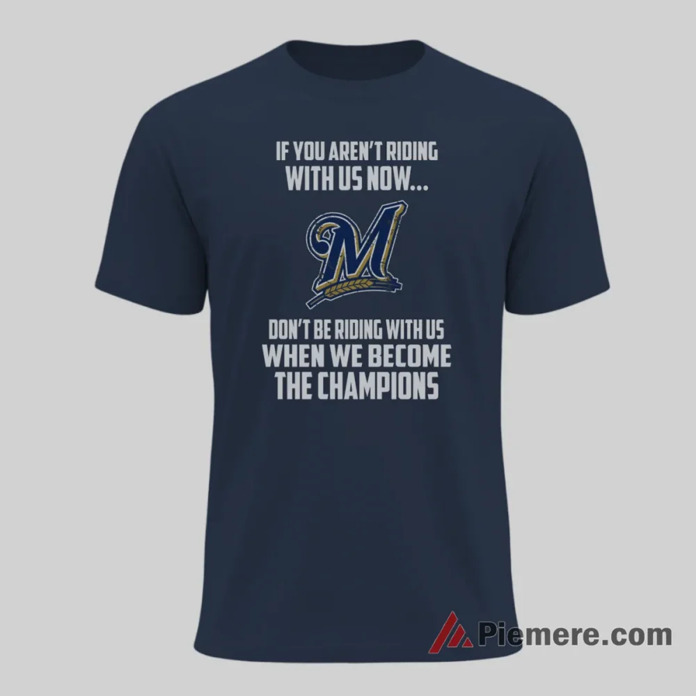 Milwaukee Brewers Future Champions Rally Fan Shirt on navy short sleeve shirt for men graphic tee