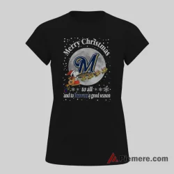 Milwaukee Brewers Merry Christmas And Good Season Fan Shirt on black short sleeve shirt for women graphic tee