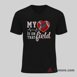Milwaukee Brewers My Heart Is On The Field Fan Shirt on black v-neck shirt for men graphic tee