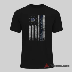Milwaukee Brewers Patriotic Stars And Stripes Baseball Shirt on black short sleeve shirt for men graphic tee