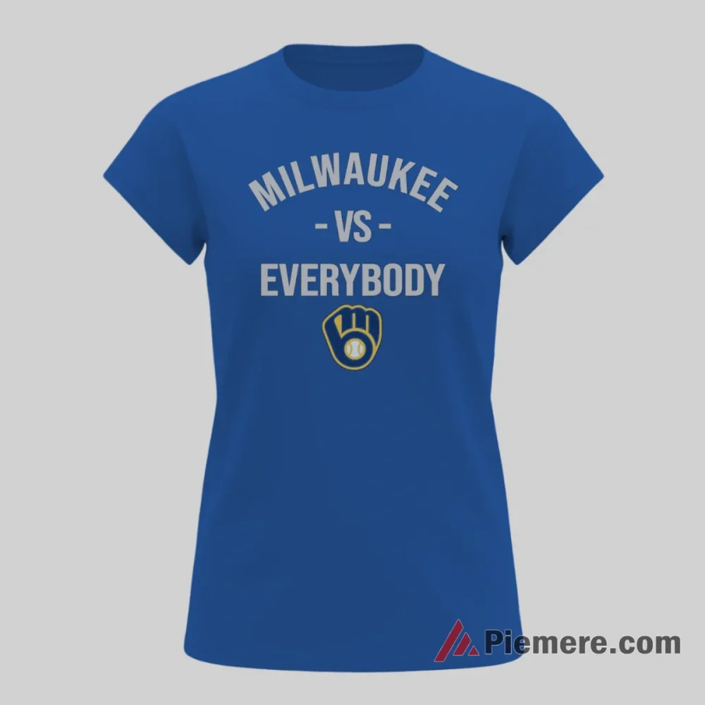 Milwaukee Brewers Vs Everybody Bold Rivalry Fan Shirt on royal blue short sleeve shirt for women graphic tee