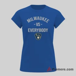 Milwaukee Brewers Vs Everybody Bold Rivalry Fan Shirt on royal blue short sleeve shirt for women graphic tee