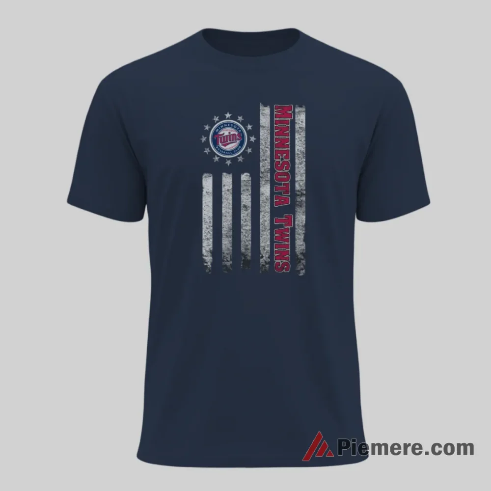 Minnesota Twins American Flag Baseball Pride Shirt on navy short sleeve shirt for men graphic tee