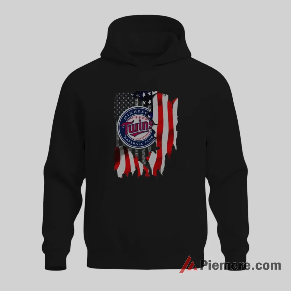 Minnesota Twins American Flag Baseball Shirt on black hoodie for men graphic tee