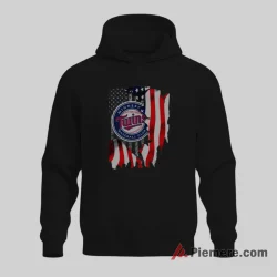 Minnesota Twins American Flag Baseball Shirt on black hoodie for men graphic tee