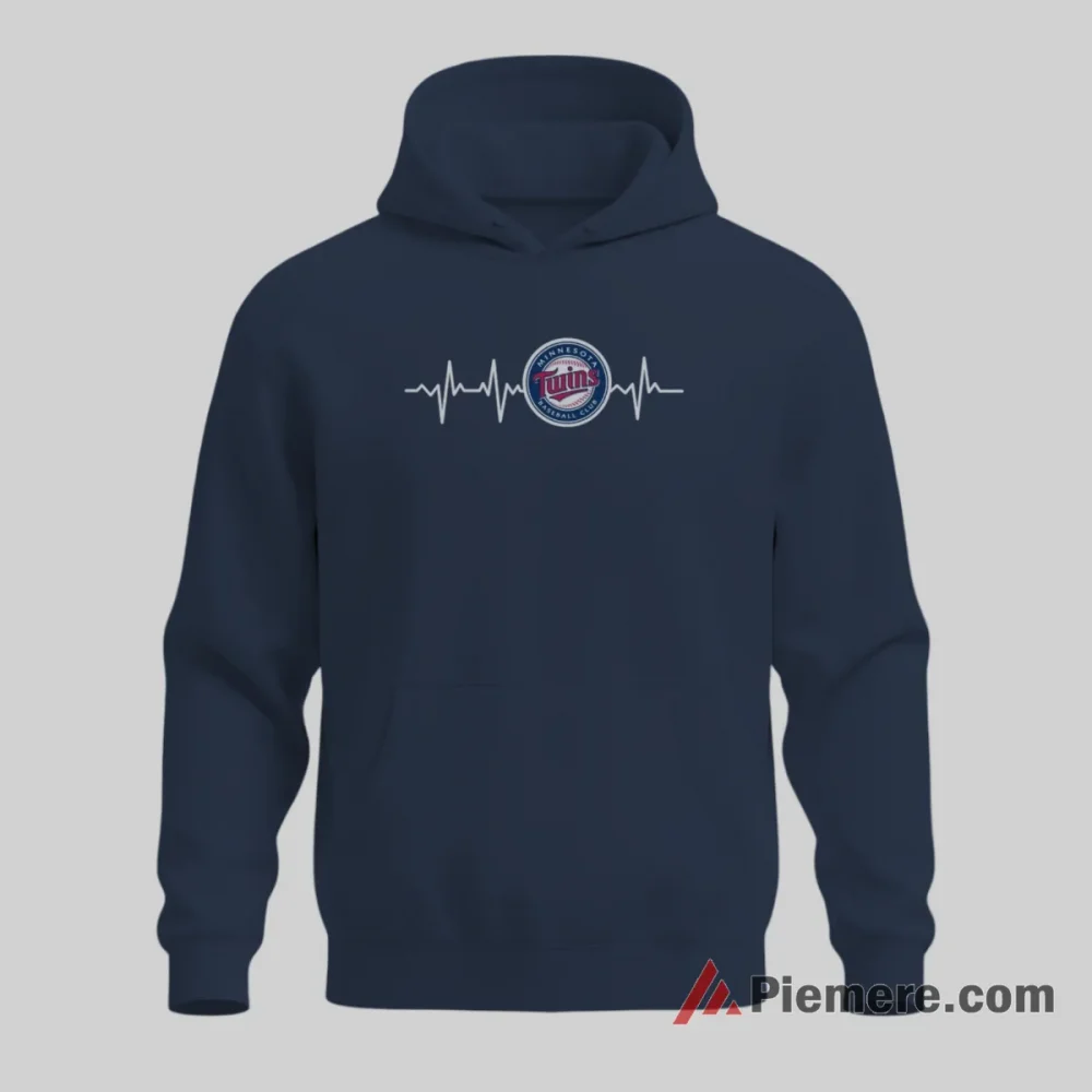 Minnesota Twins Baseball Heartbeat Shirt on navy hoodie for men graphic tee