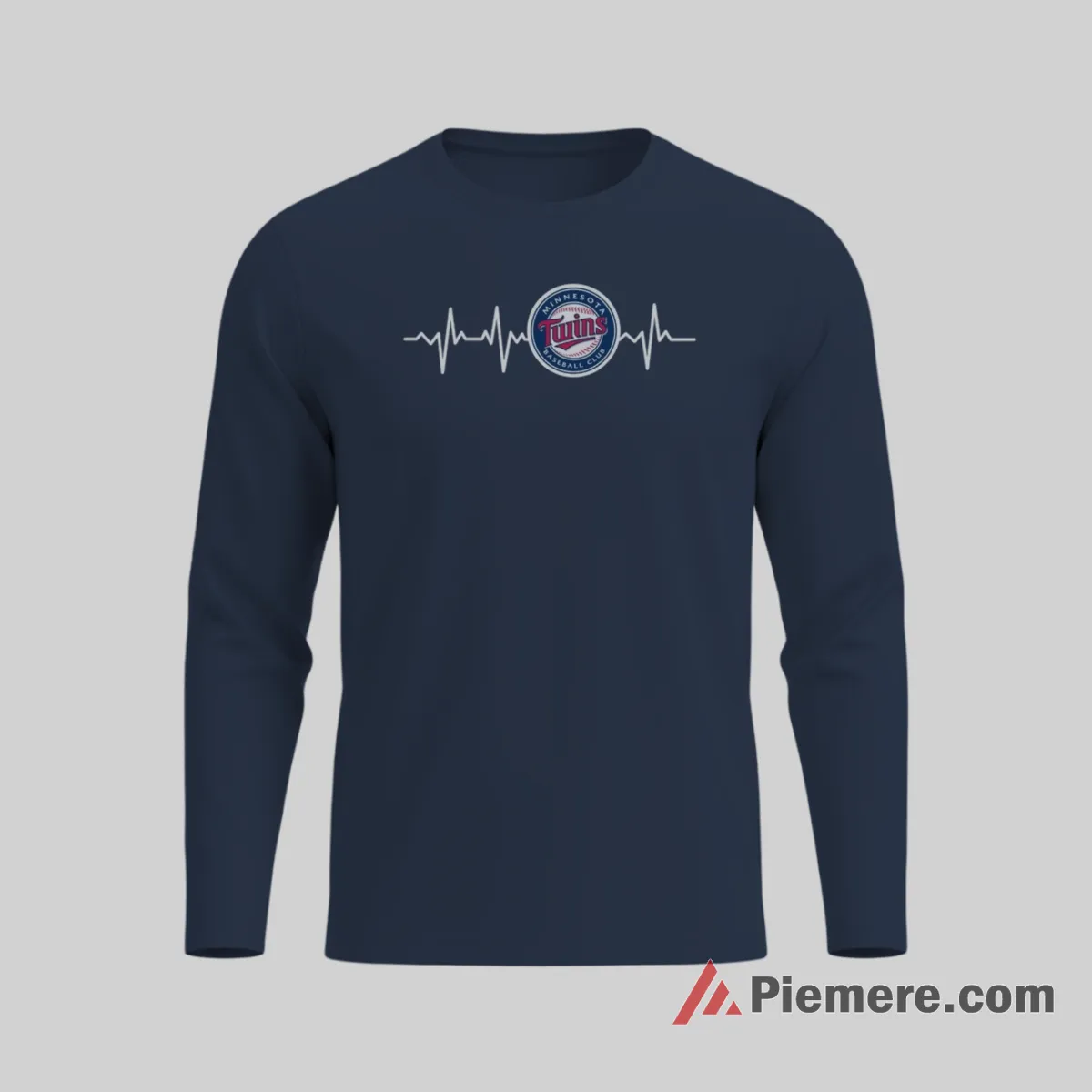 Minnesota Twins Baseball Heartbeat Shirt on navy long sleeve shirt for men graphic tee