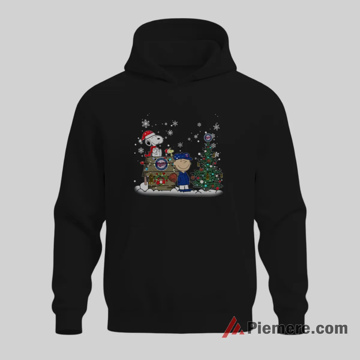Minnesota Twins Champions Snoopy And Charlie Brown Christmas Shirt on black hoodie for men graphic tee