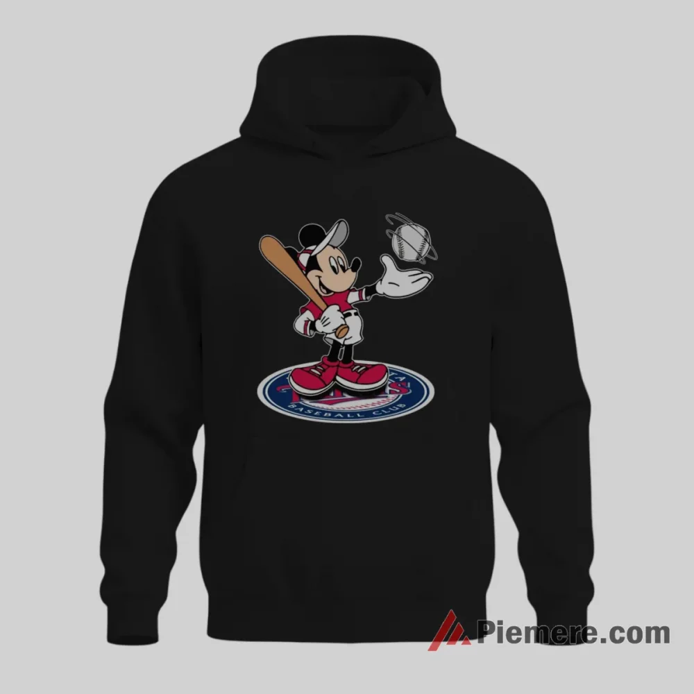Minnesota Twins Cheerful Mickey Mouse Baseball Fan Shirt on black hoodie for men graphic tee