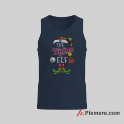 Minnesota Twins Christmas Elf Funny Baseball Shirt on navy tank top for men graphic tee