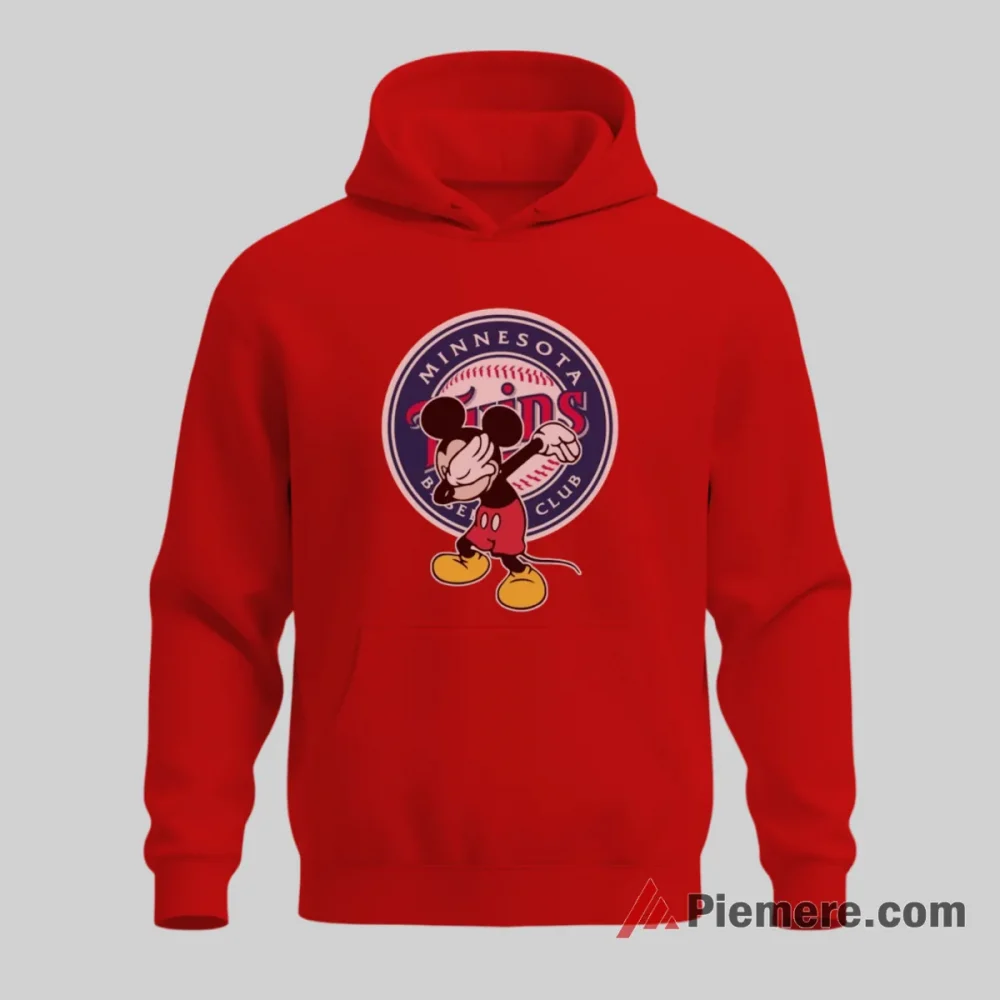 Minnesota Twins Dabbing Mickey Mouse Sports Celebration Shirt on red hoodie for men graphic tee