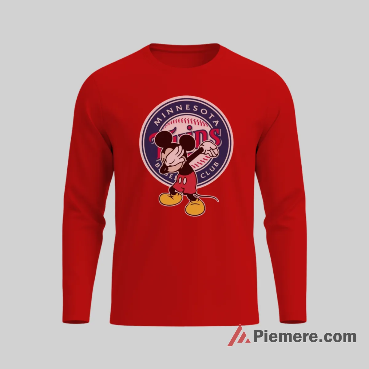 Minnesota Twins Dabbing Mickey Mouse Sports Celebration Shirt on red long sleeve shirt for men graphic tee