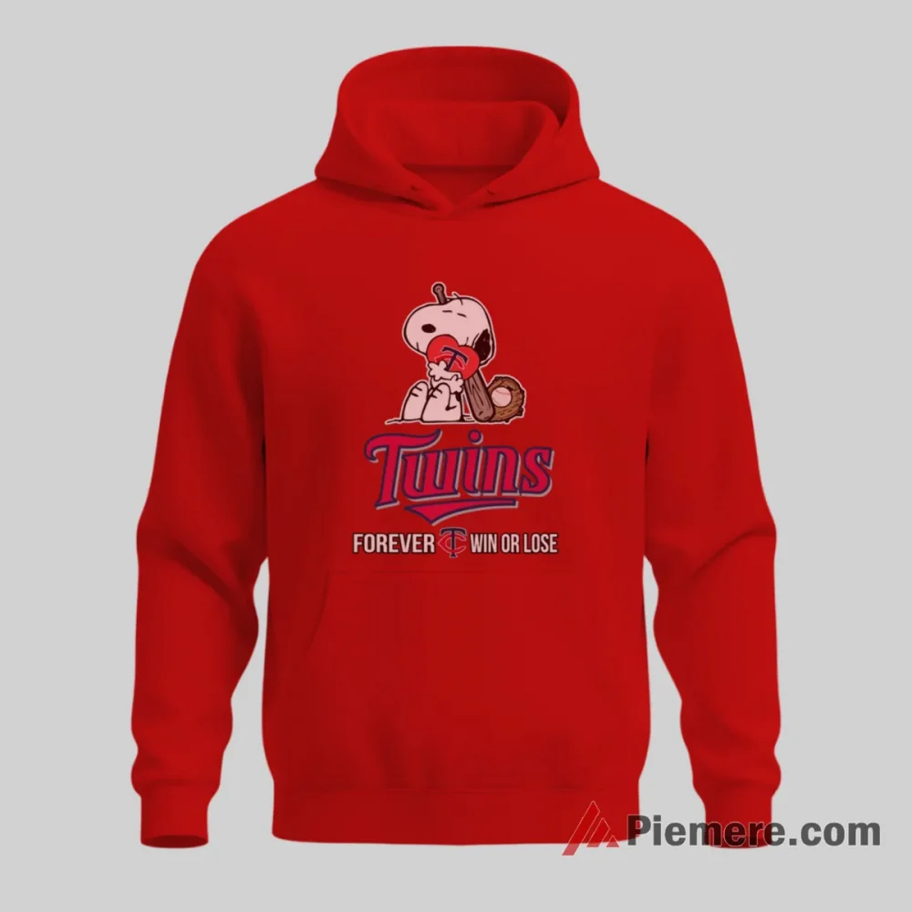 Minnesota Twins Forever Win Or Lose Snoopy Love Baseball Shirt on red hoodie for men graphic tee