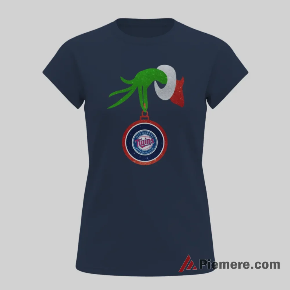 Minnesota Twins Grinch Merry Christmas Baseball Shirt on navy short sleeve shirt for women graphic tee