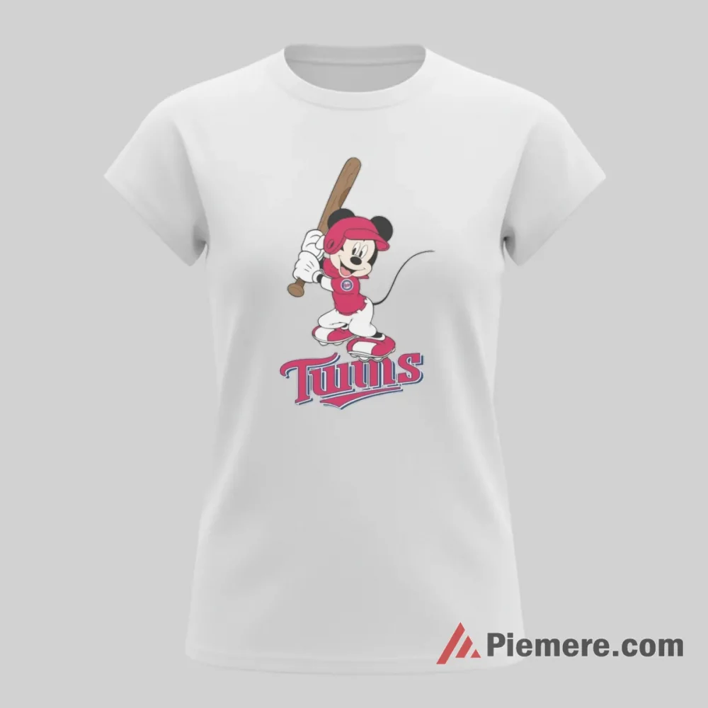 Minnesota Twins Happy Mickey Mouse Classic Baseball Shirt on white short sleeve shirt for women graphic tee