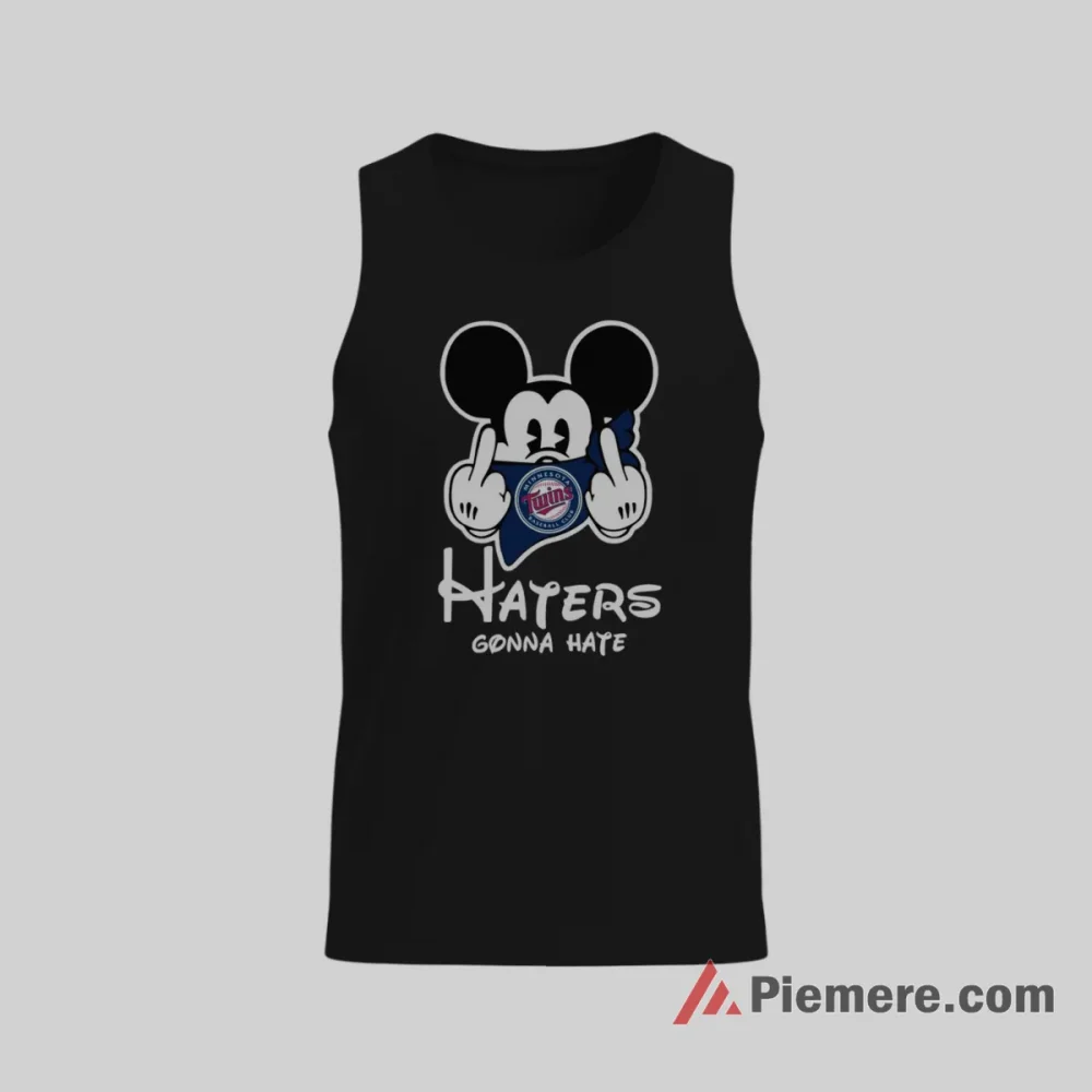 Minnesota Twins Haters Gonna Hate Mickey Mouse Shirt on black tank top for men graphic tee