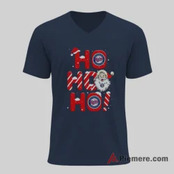 Minnesota Twins Ho Ho Ho Santa Claus Christmas Baseball Shirt on navy v-neck shirt for men graphic tee