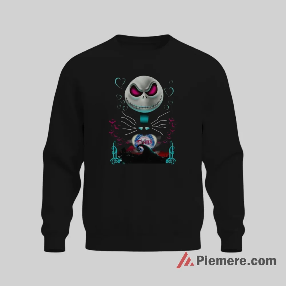 Minnesota Twins Jack Skellington And Sally The Nightmare Before Christmas Baseball Shirt on graphic shirt for men graphic tee