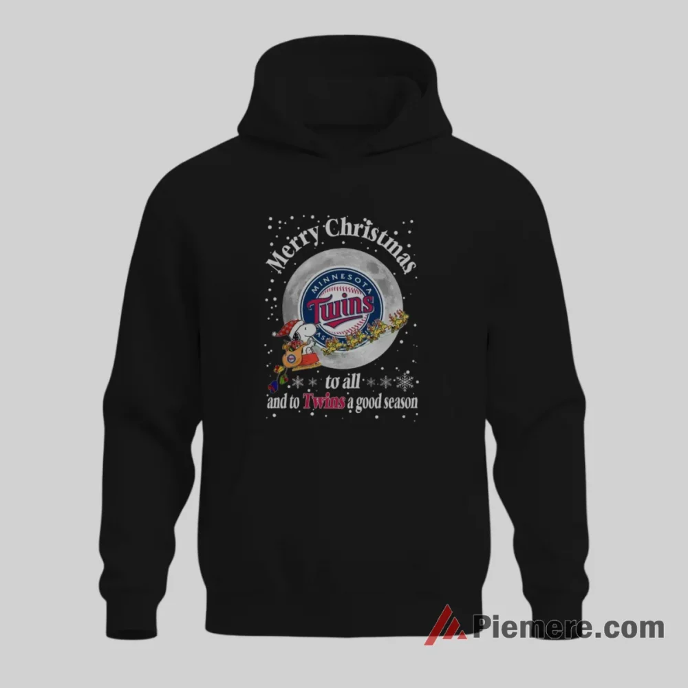 Minnesota Twins Merry Christmas To All And To Twins A Good Season Baseball Shirt on black hoodie for men graphic tee