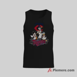 Minnesota Twins Mickey Mouse Donald Duck And Goofy Baseball Shirt on black tank top for men graphic tee