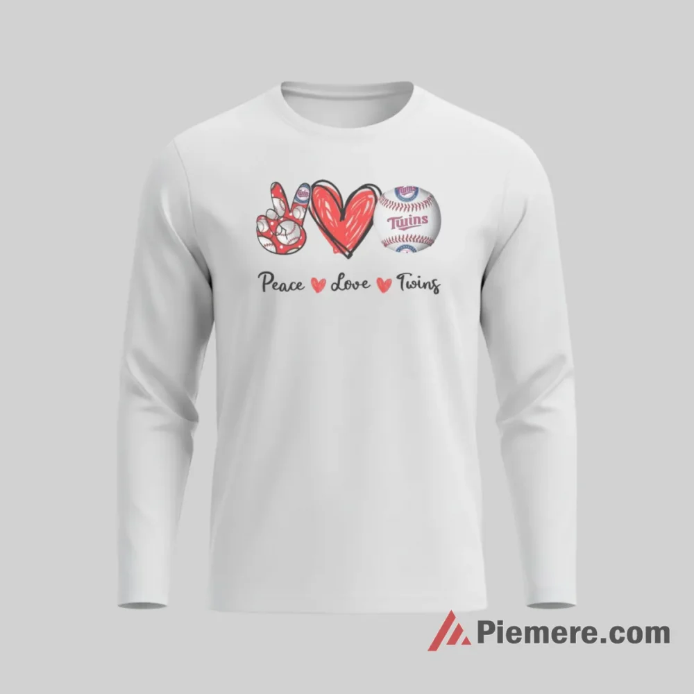 Minnesota Twins Peace And Love Baseball Shirt on white long sleeve shirt for men graphic tee