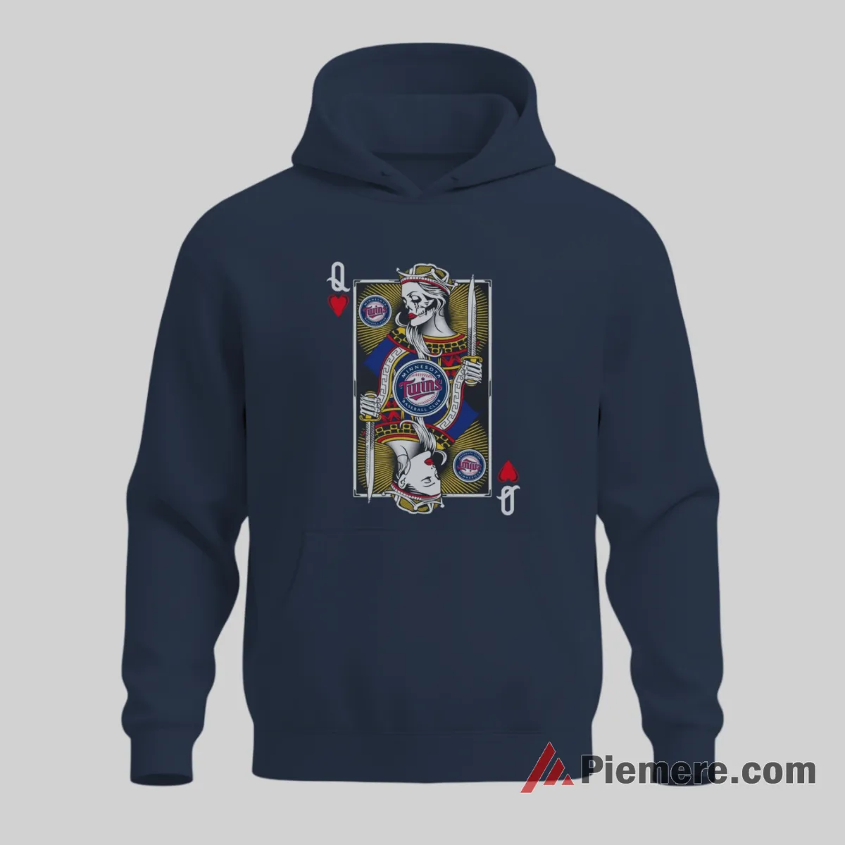 Minnesota Twins Queen Of Hearts Playing Card Baseball Shirt on navy hoodie for men graphic tee