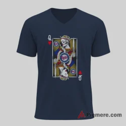 Minnesota Twins Queen Of Hearts Playing Card Baseball Shirt on navy v-neck shirt for men graphic tee