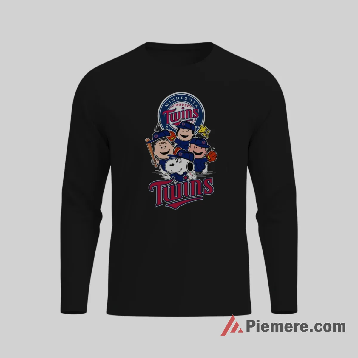 Minnesota Twins Snoopy Charlie Brown And Woodstock Baseball Shirt on black long sleeve shirt for men graphic tee