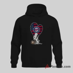 Minnesota Twins Snoopy Heart Peanuts Movie Baseball Shirt on black hoodie for men graphic tee