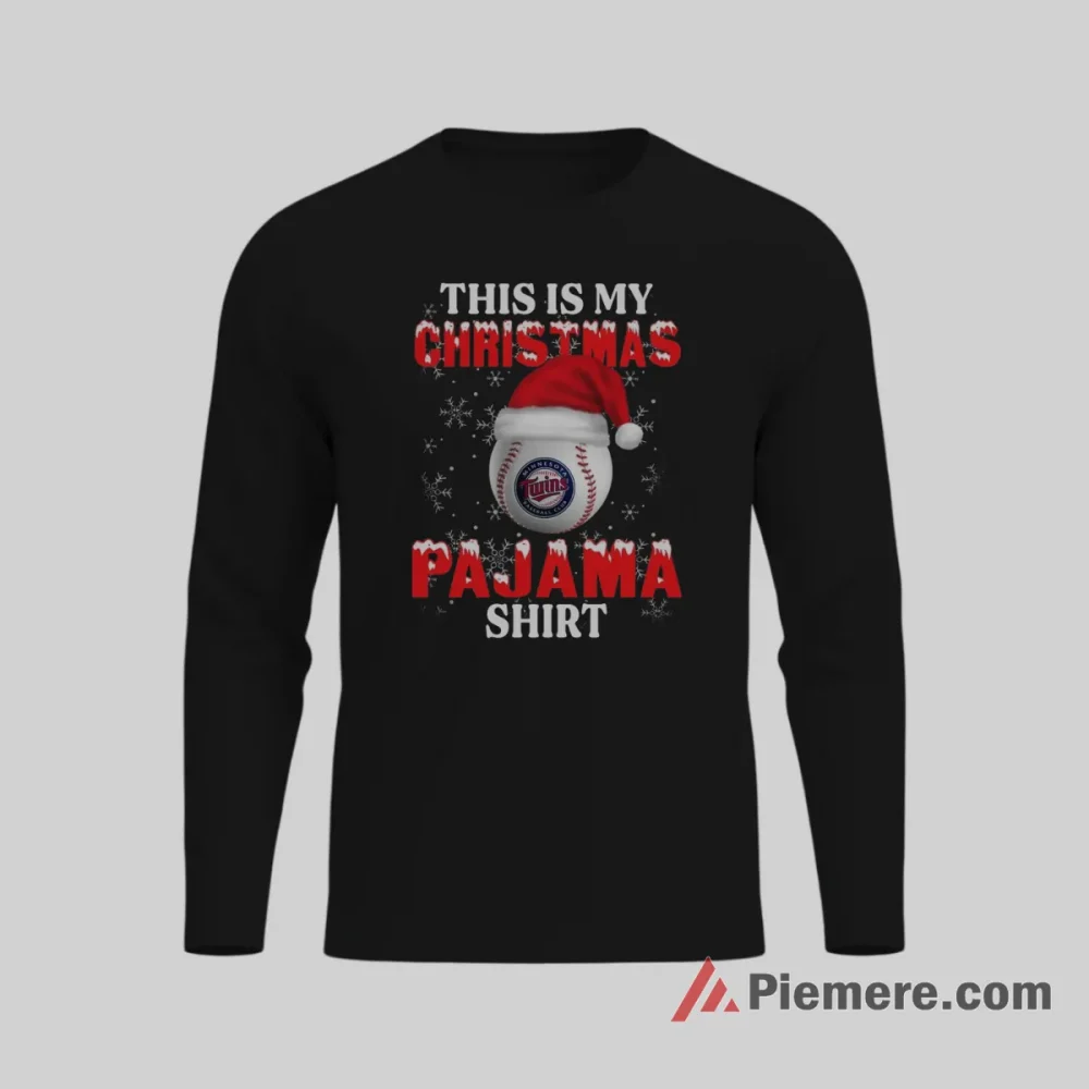 Minnesota Twins This Is My Christmas Pajama Baseball Shirt on black long sleeve shirt for men graphic tee