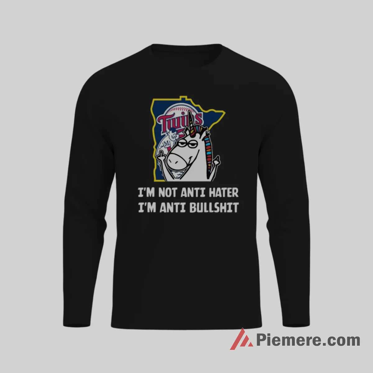 Minnesota Twins Unicorn Anti Hater Baseball Shirt on black long sleeve shirt for men graphic tee