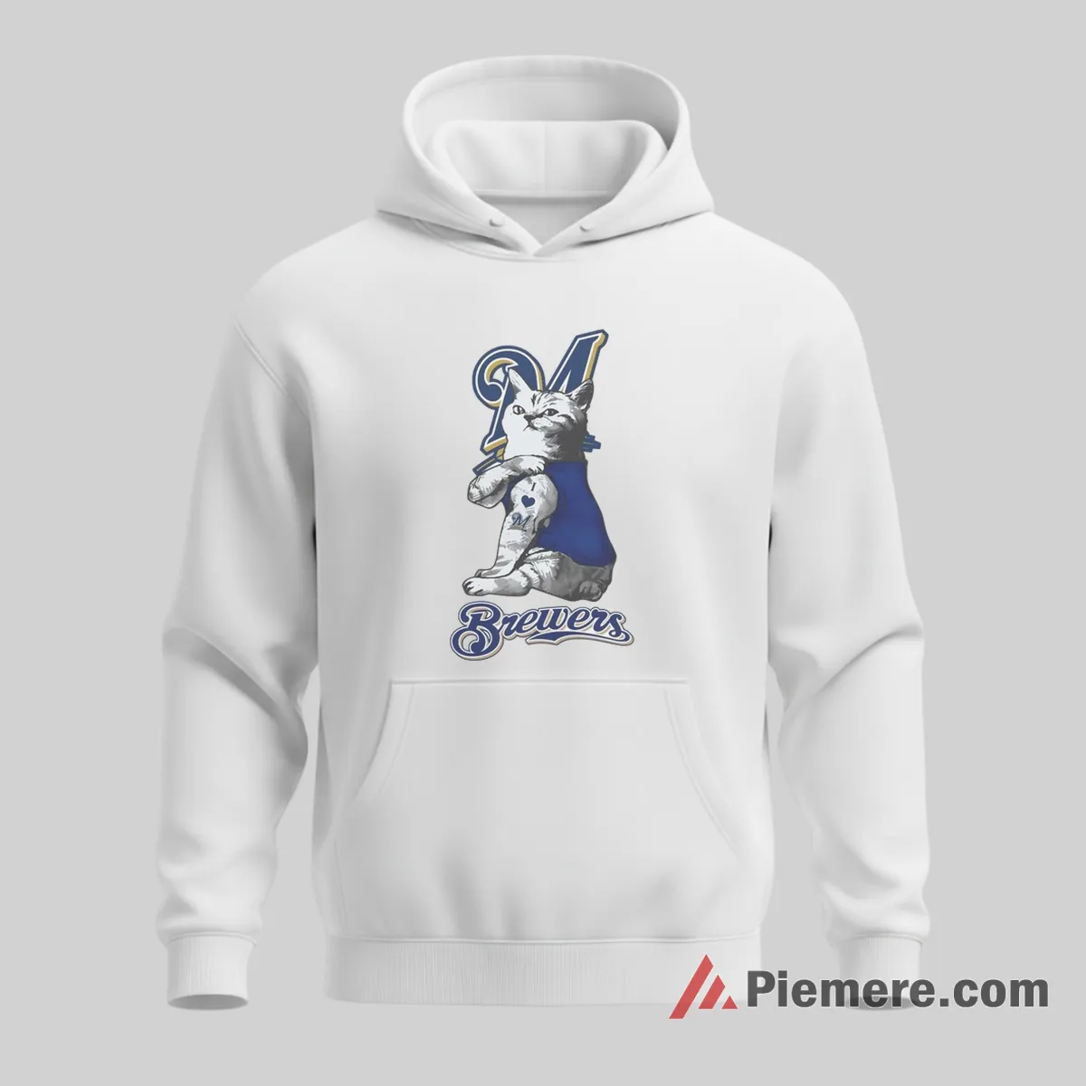My Cat Loves Milwaukee Brewers Funny Pet Fan Shirt on white hoodie for men graphic tee