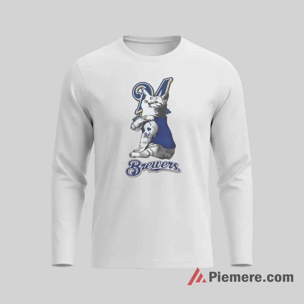 My Cat Loves Milwaukee Brewers Funny Pet Fan Shirt on white long sleeve shirt for men graphic tee