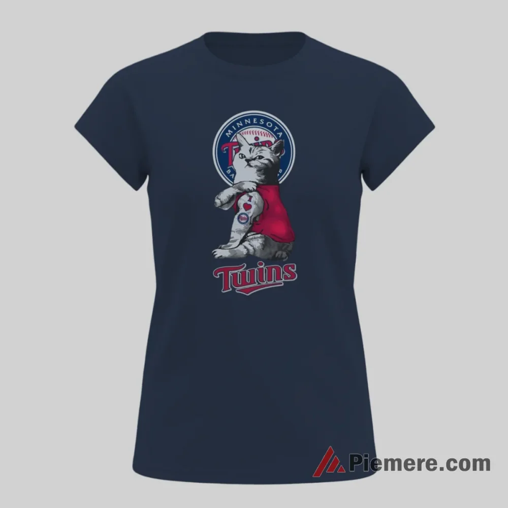 My Cat Loves Minnesota Twins Baseball Shirt on navy short sleeve shirt for women graphic tee