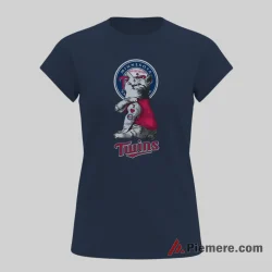 My Cat Loves Minnesota Twins Baseball Shirt on navy short sleeve shirt for women graphic tee
