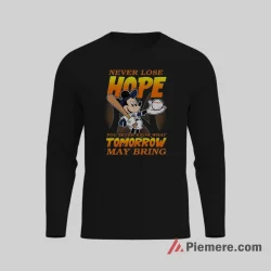 Never Lose Hope Mickey Yankees Motivational Baseball Shirt on black long sleeve shirt for men graphic tee
